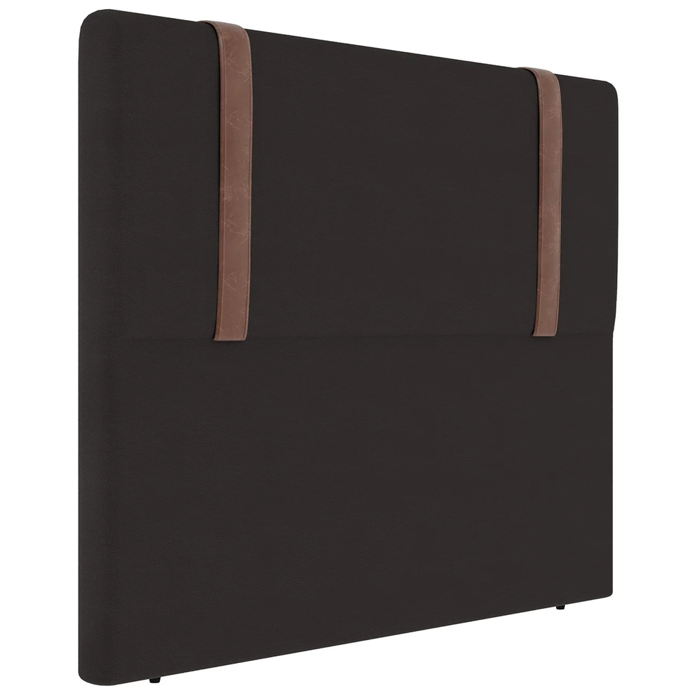 Cabeceira Cama Box Solteiro 90cm Estofada Glory Sintético Marrom Z04 - Mpozenato