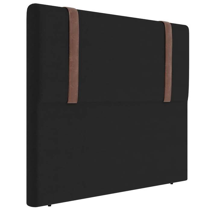 Cabeceira Cama Box Solteiro 90cm Estofada Glory Sintético Preto Z04 - Mpozenato