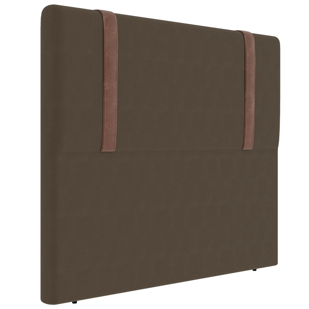Cabeceira Cama Box Casal 140cm Estofada Glory Linho Marrom Z04 - Mpozenato