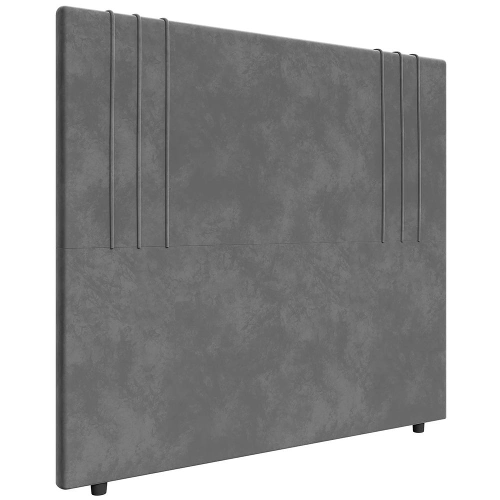 Cabeceira Cama Box Solteiro 90cm Estofada Rama Veludo Cinza Z04 - Mpozenato