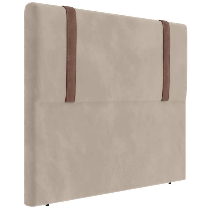 Cabeceira Cama Box Casal 140cm Estofada Glory Veludo Bege Z04 - Mpozenato