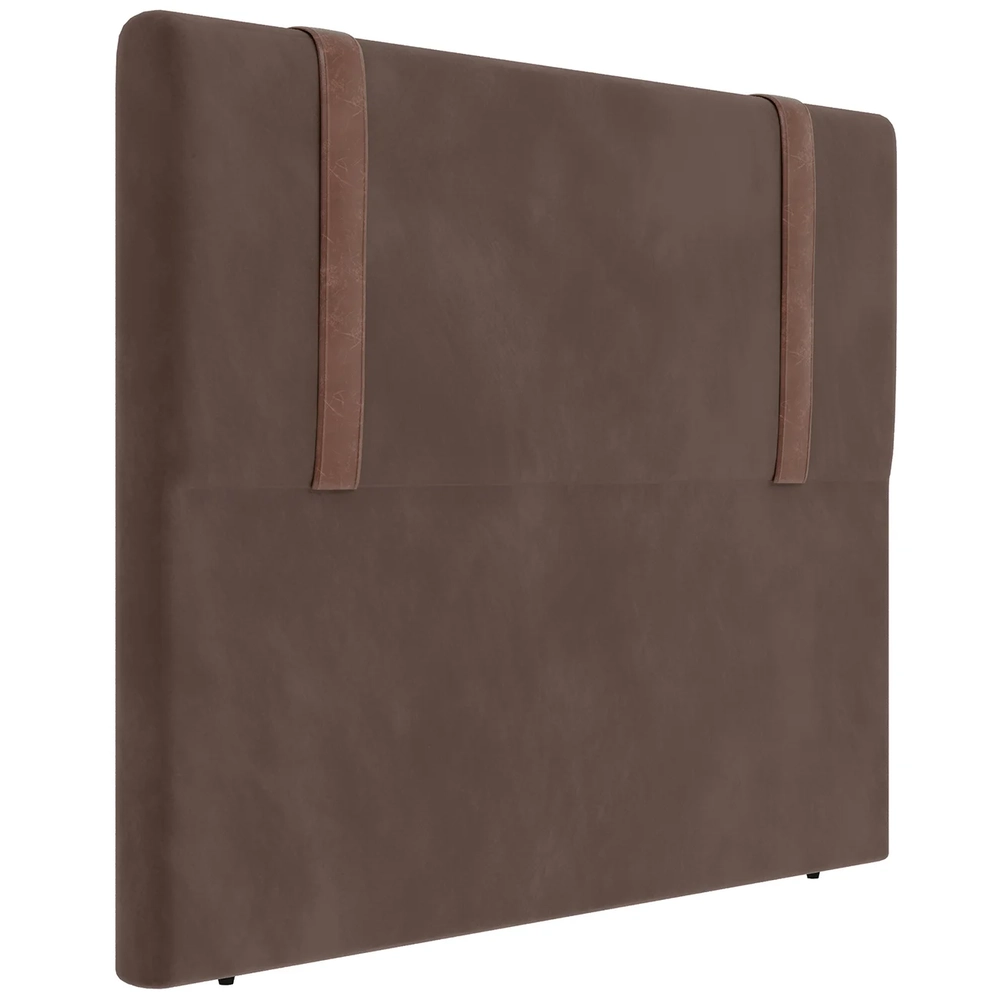 Cabeceira Cama Box Casal 140cm Estofada Glory Veludo Marrom Z04 - Mpozenato