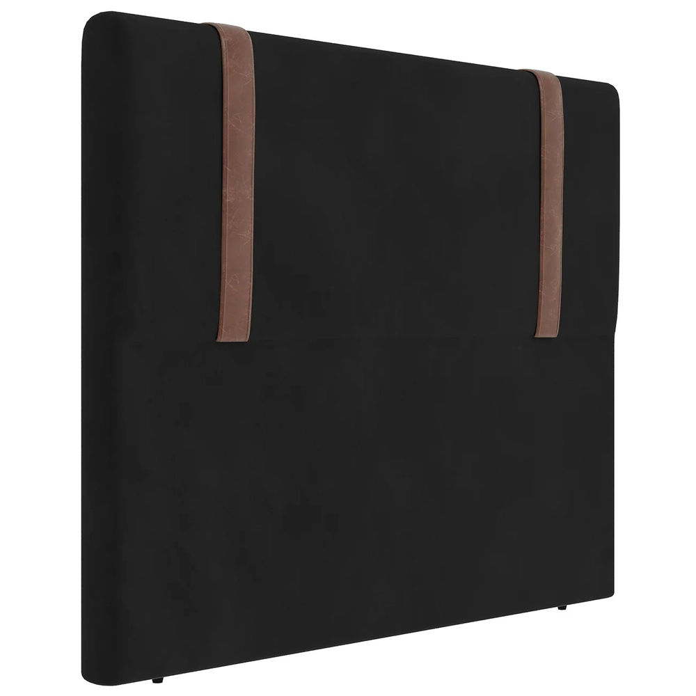 Cabeceira Cama Box Casal 140cm Estofada Glory Veludo Preto Z04 - Mpozenato