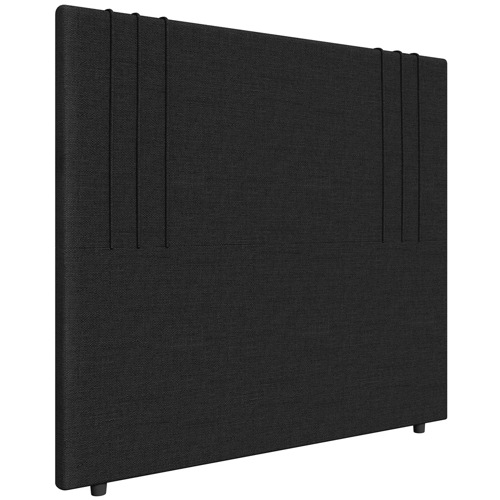 Cabeceira Cama Box Casal 140cm Estofada Rama Linho Preto Z04 - Mpozenato