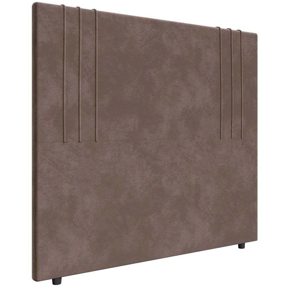 Cabeceira Cama Box Queen 160cm Estofada Rama Veludo Marrom Z04 - Mpozenato 