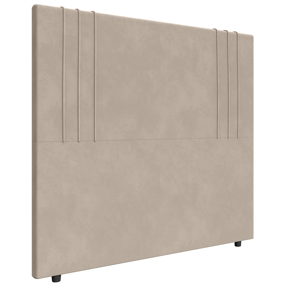 Cabeceira Cama Box Queen 160cm Estofada Rama Veludo Bege Z04 - Mpozenato