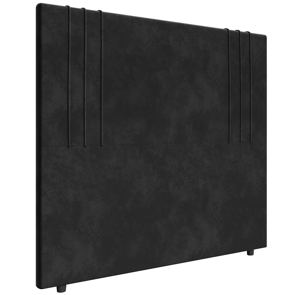Cabeceira Cama Box Queen 160cm Estofada Rama Veludo Preto Z04 - Mpozenato 
