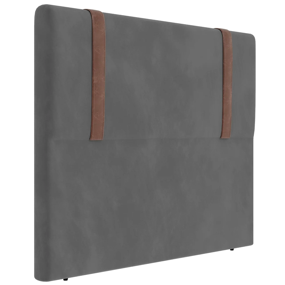 Cabeceira Cama Box Queen 160cm Estofada Glory Veludo Cinza Z04 - Mpozenato