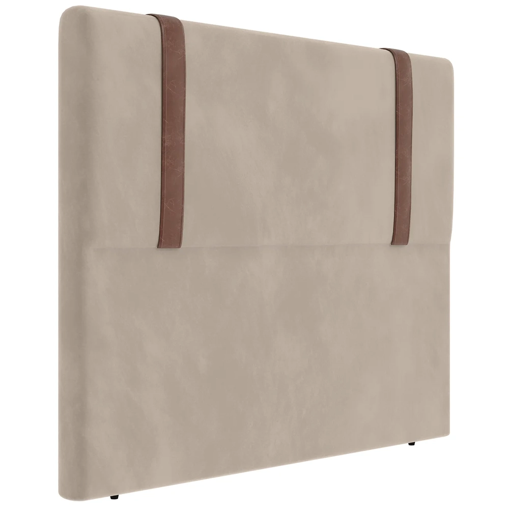 Cabeceira Cama Box King 193cm Estofada Glory Veludo Bege Z04 - Mpozenato