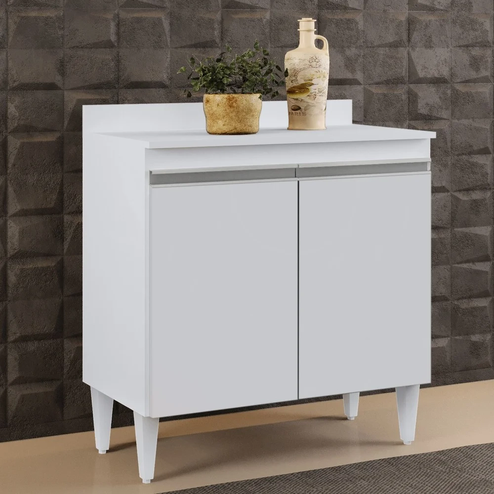 Balcão Gabinete 80cm 2 Portas Hawai Branco - Lumil Móveis