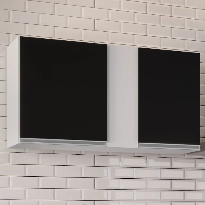 Armário Aéreo 100cm 2 Portas Indiana Branco/Preto - Lumil Móveis