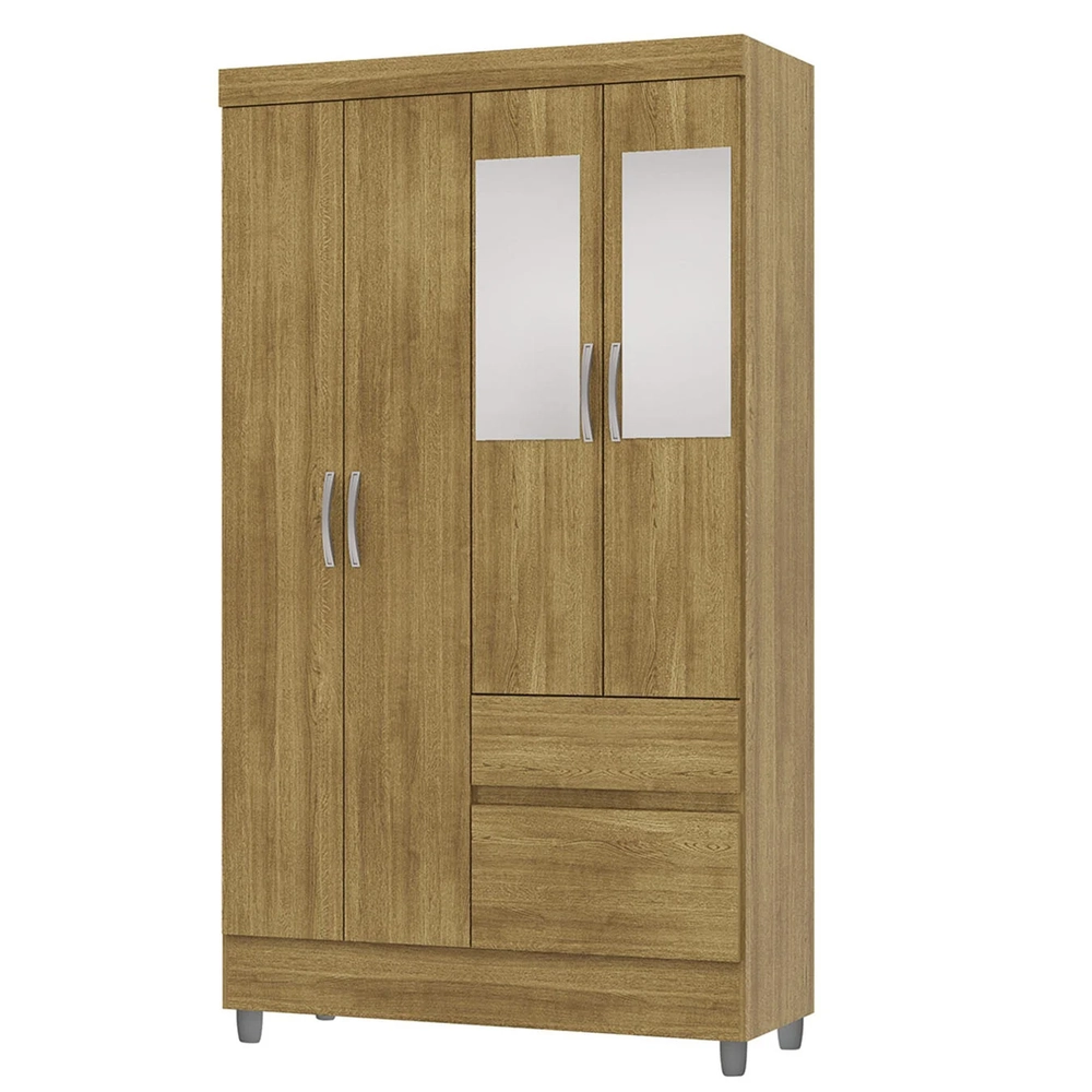 Guarda Roupa Solteiro 103cm Com Espelho Mayra Nature V02 - Mpozenato