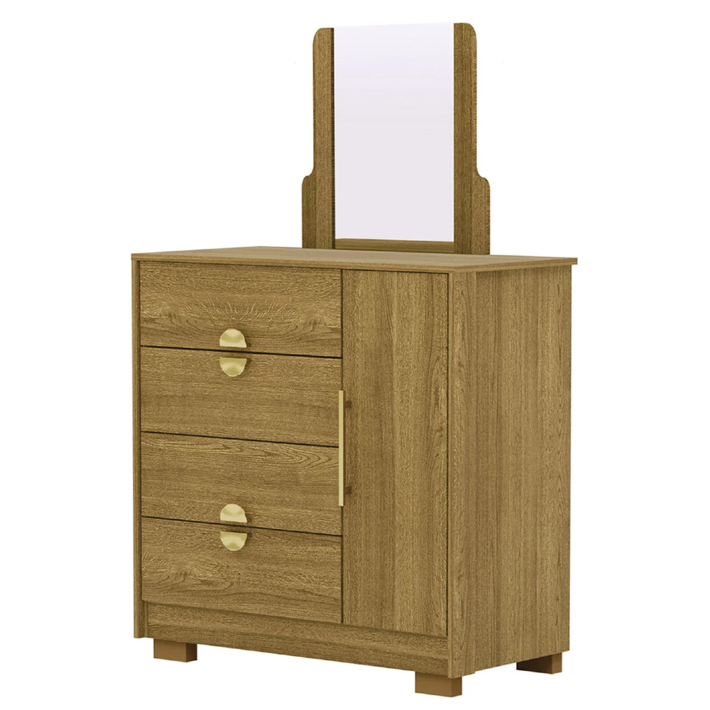 Cômoda Para Quarto 93cm Com Espelho Nara Nature V02 - Mpozenato