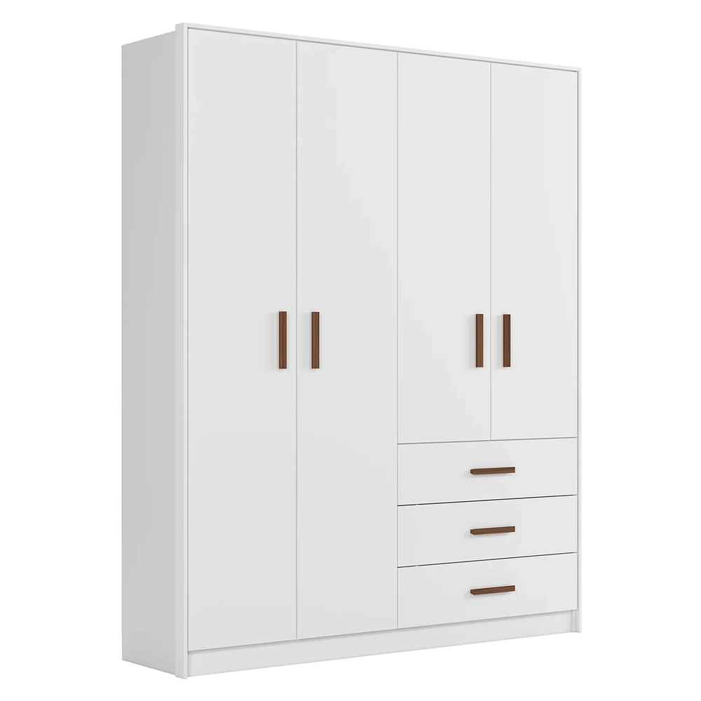 Guarda Roupa Infantil 176cm Com 4 Portas Nelly Branco Z49  - Mpozenato