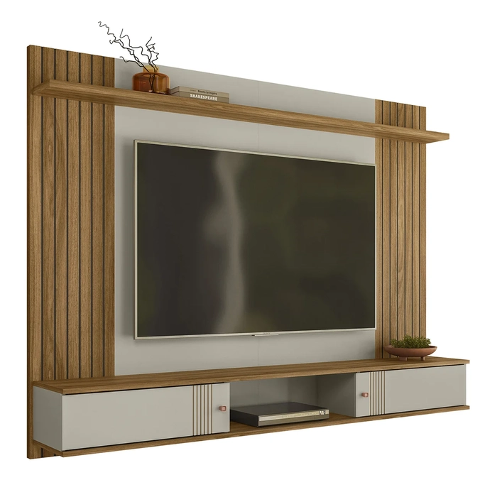 Painel TV 70 Pol e Bancada Suspensa 180cm Yany Off/Nature Z49 - Mpozenato