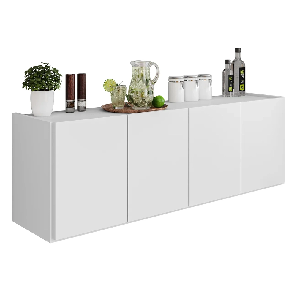 Balcão de Cozinha Suspenso 118cm 4 Portas Monna Branco Z34  - Mpozenato
