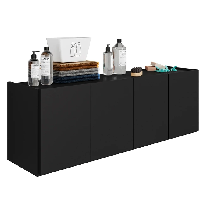 Balcão Suspenso Multiuso Lavanderia 118cm Monna Preto Z34   - Mpozenato