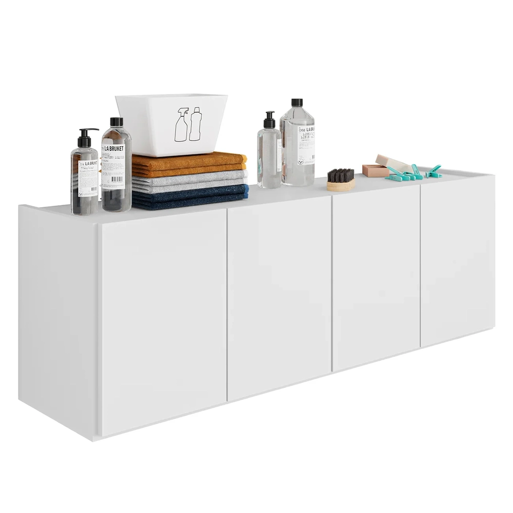 Balcão Suspenso Multiuso Lavanderia 118cm Monna Branco Z34  - Mpozenato