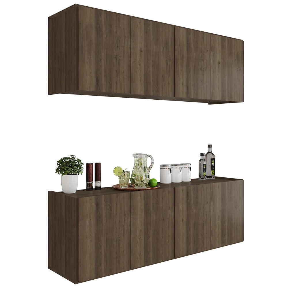 Armário de Cozinha e Balcão Suspenso 118cm Monna Freijó Z34 - Mpozenato