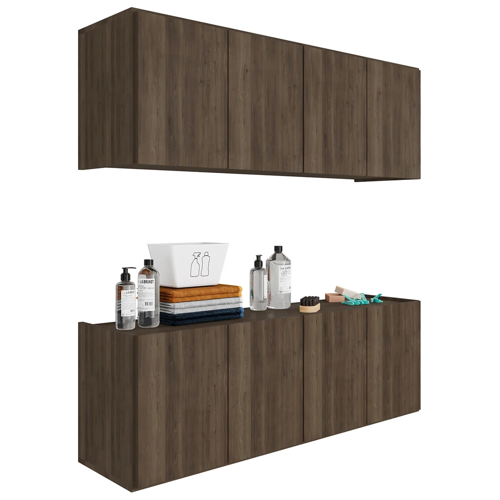 Armário Aéreo e Balcão Para Lavanderia 118cm Monna Freijó Z34 - Mpozenato