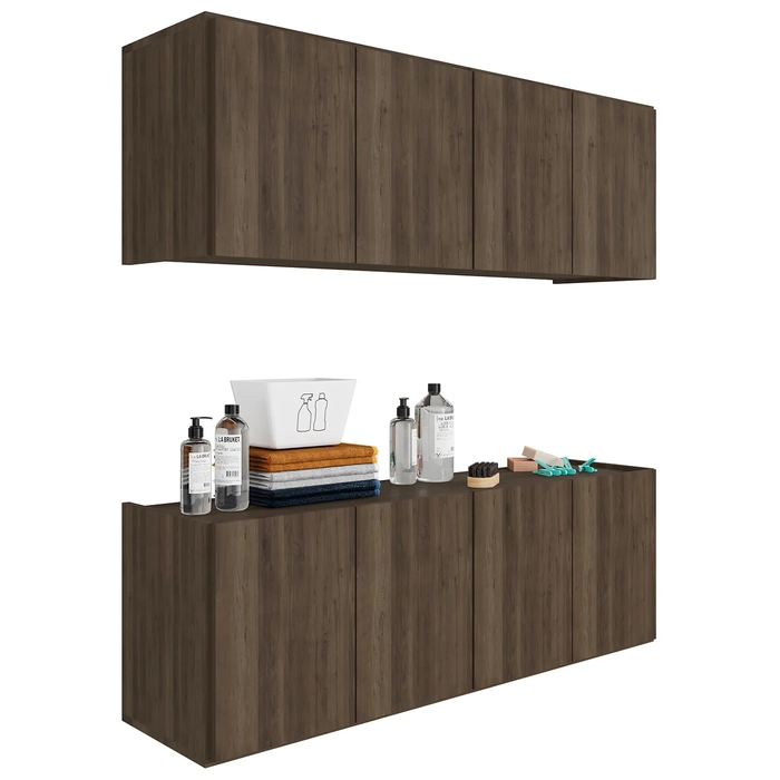 Armário Aéreo e Balcão Para Lavanderia 118cm Monna Freijó Z34 - Mpozenato