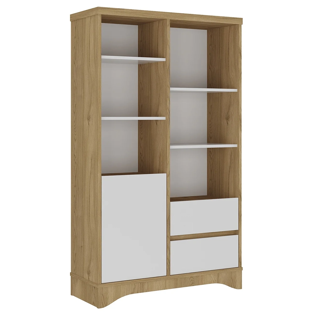 Estante Livreiro Multiuso Com Prateleiras Dante Olmo/Branco A06 - Mpozenato