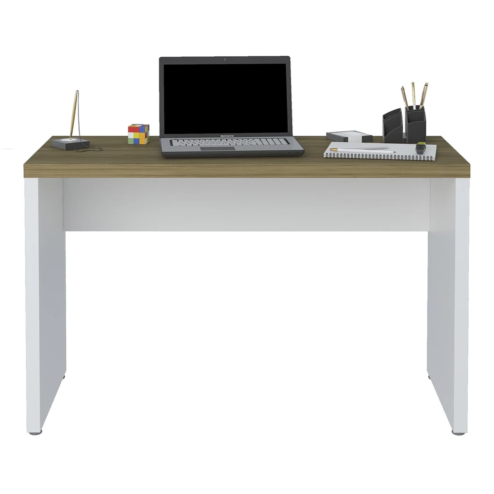 Mesa Para Escritório Home Office 120cm Cisne Olmo/Branco A06 -Mpozenato