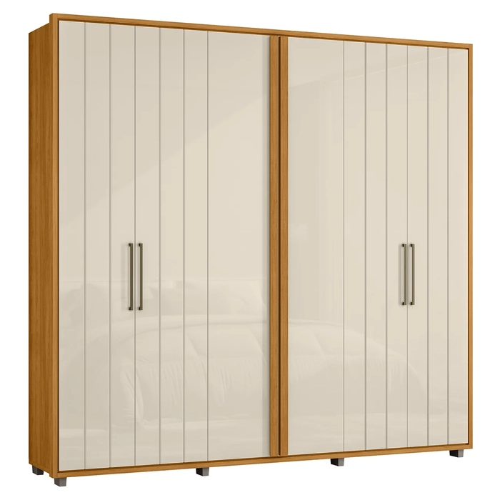 Guarda Roupa Casal 250cm Com 6 Portas Vibe Off/Cinamomo Z10 - Mpozenato