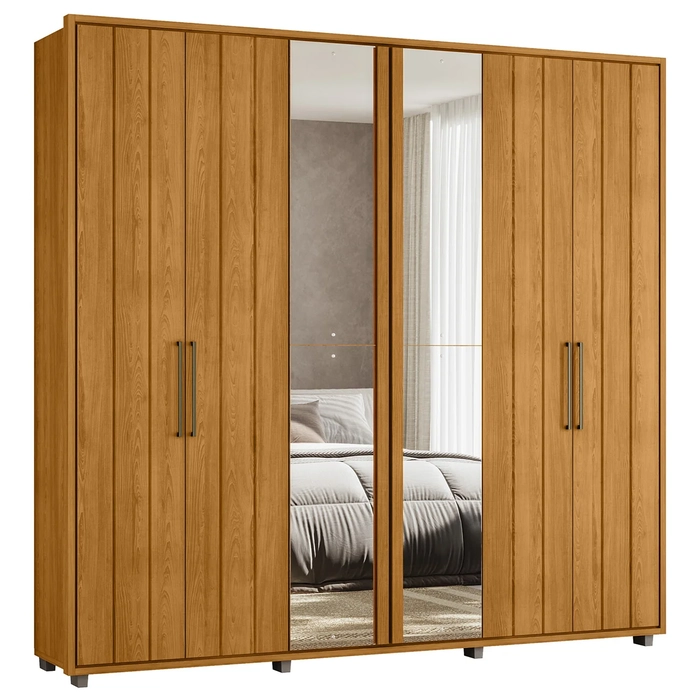 Guarda Roupa Casal 250cm Com Espelho Vibe Cinamomo Z10      - Mpozenato