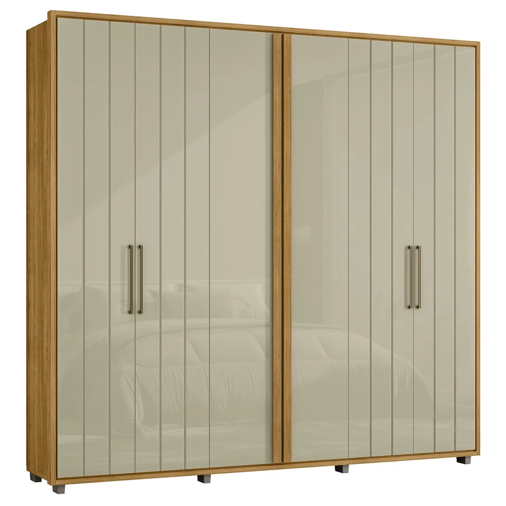 Guarda Roupa Casal 250cm Com 6 Portas Vibe Opala/Cumaru Z10 - Mpozenato