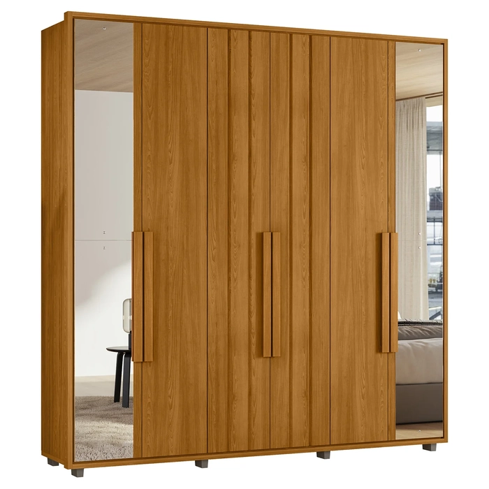 Guarda Roupa Casal 230cm Com Espelho Barok Cinamomo Z10     - Mpozenato