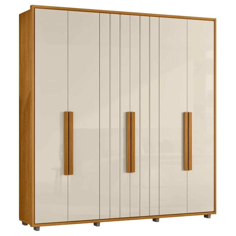 Guarda Roupa Casal 230cm Com 6 Portas Barok Off/Cinamomo Z10 - Mpozenato