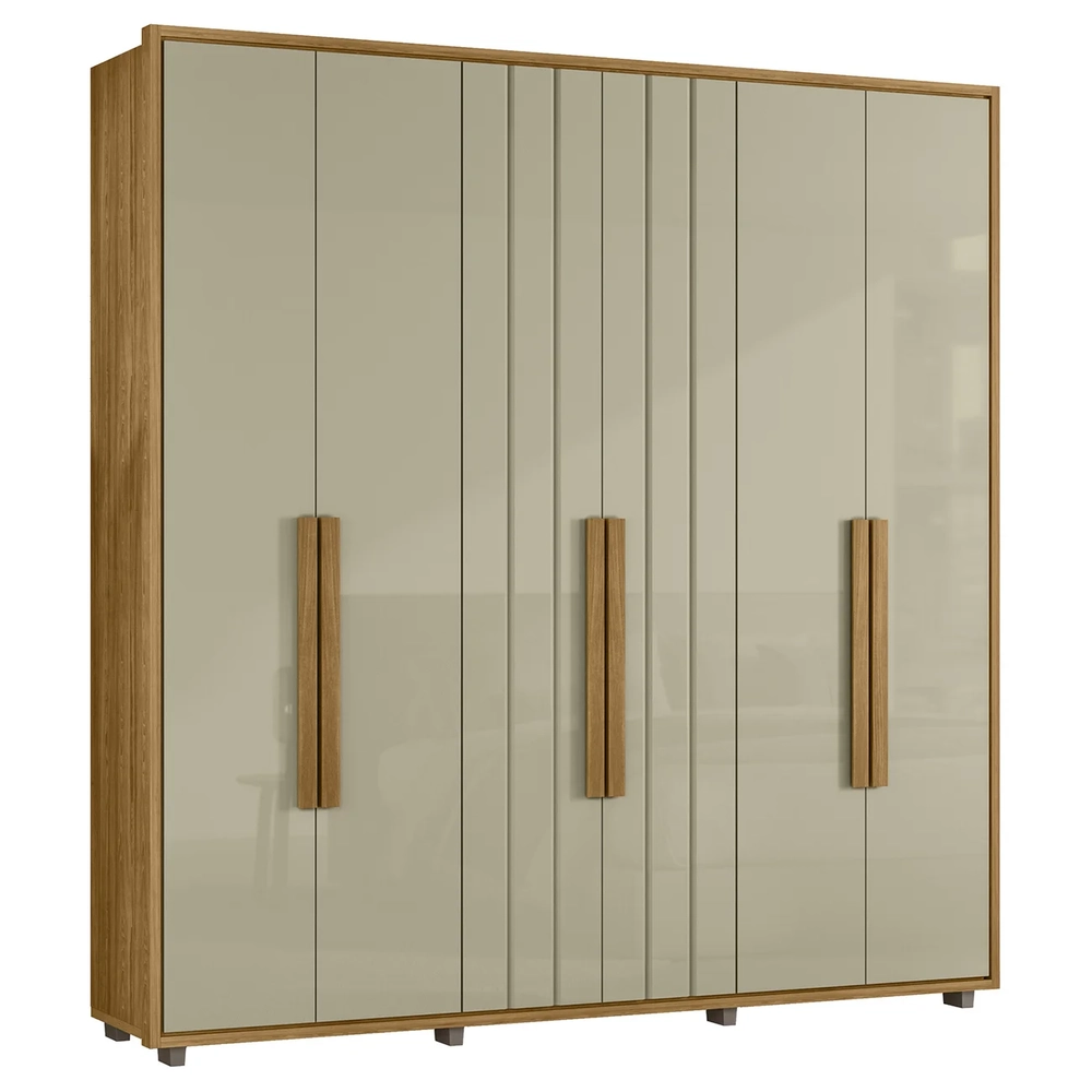 Guarda Roupa Casal 230cm Com 6 Portas Barok Opala/Cumaru Z10 - Mpozenato