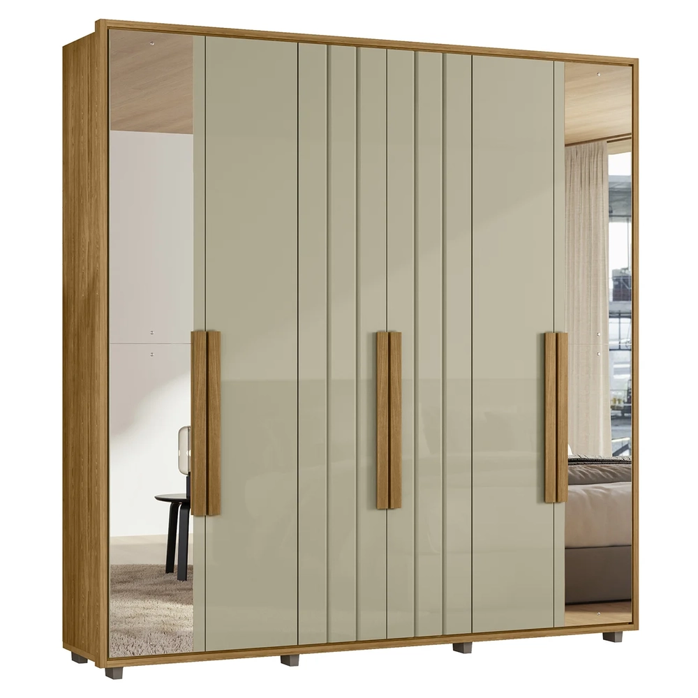 Guarda Roupa Casal 230cm Com Espelho Barok Opala/Cumaru Z10 - Mpozenato
