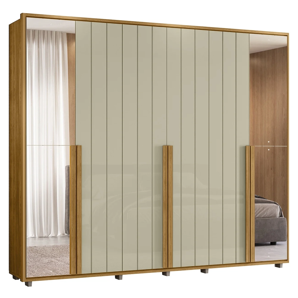 Guarda Roupa Casal 278cm 6 Portas 4 Espelhos Zac Opala/Cumaru Z10 - Mpozenato