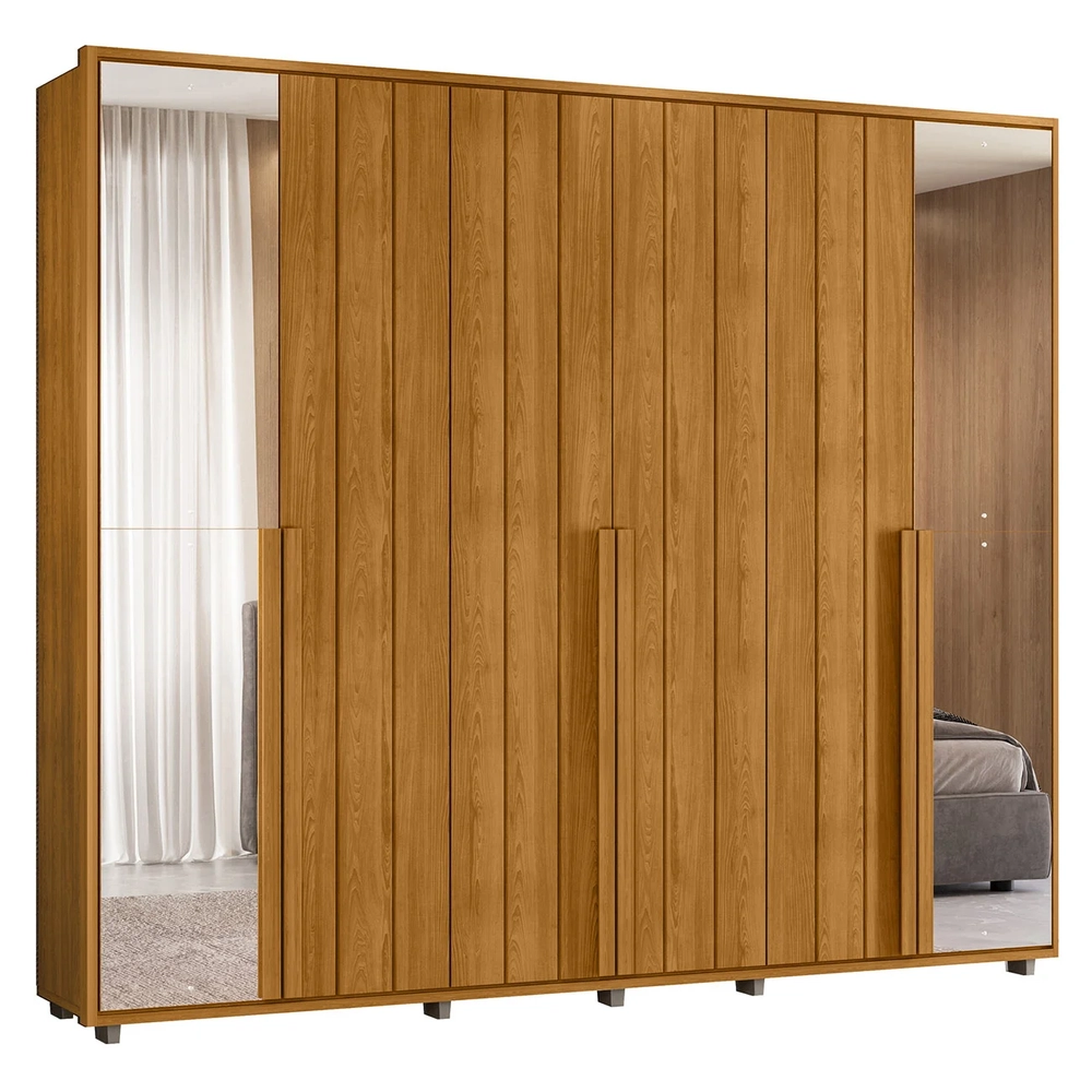 Guarda Roupa Casal 278cm 6 Portas 4 Espelhos Zac Cinamomo Z10 - Mpozenato