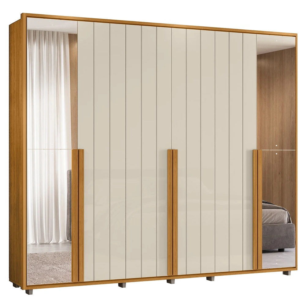 Guarda Roupa Casal 278cm 6 Portas 4 Espelhos Zac Off/Cinamomo Z10 - Mpozenato