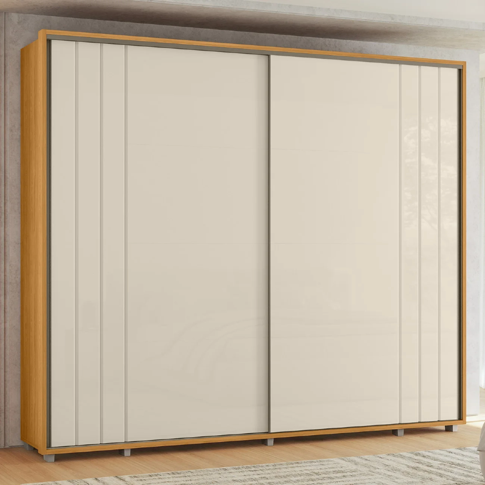 Guarda Roupa Casal 278cm Com 2 Portas Mya Off/Cinamomo Z10  - Mpozenato