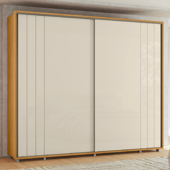 Guarda Roupa Casal 278cm Com 2 Portas Mya Off/Cinamomo Z10  - Mpozenato