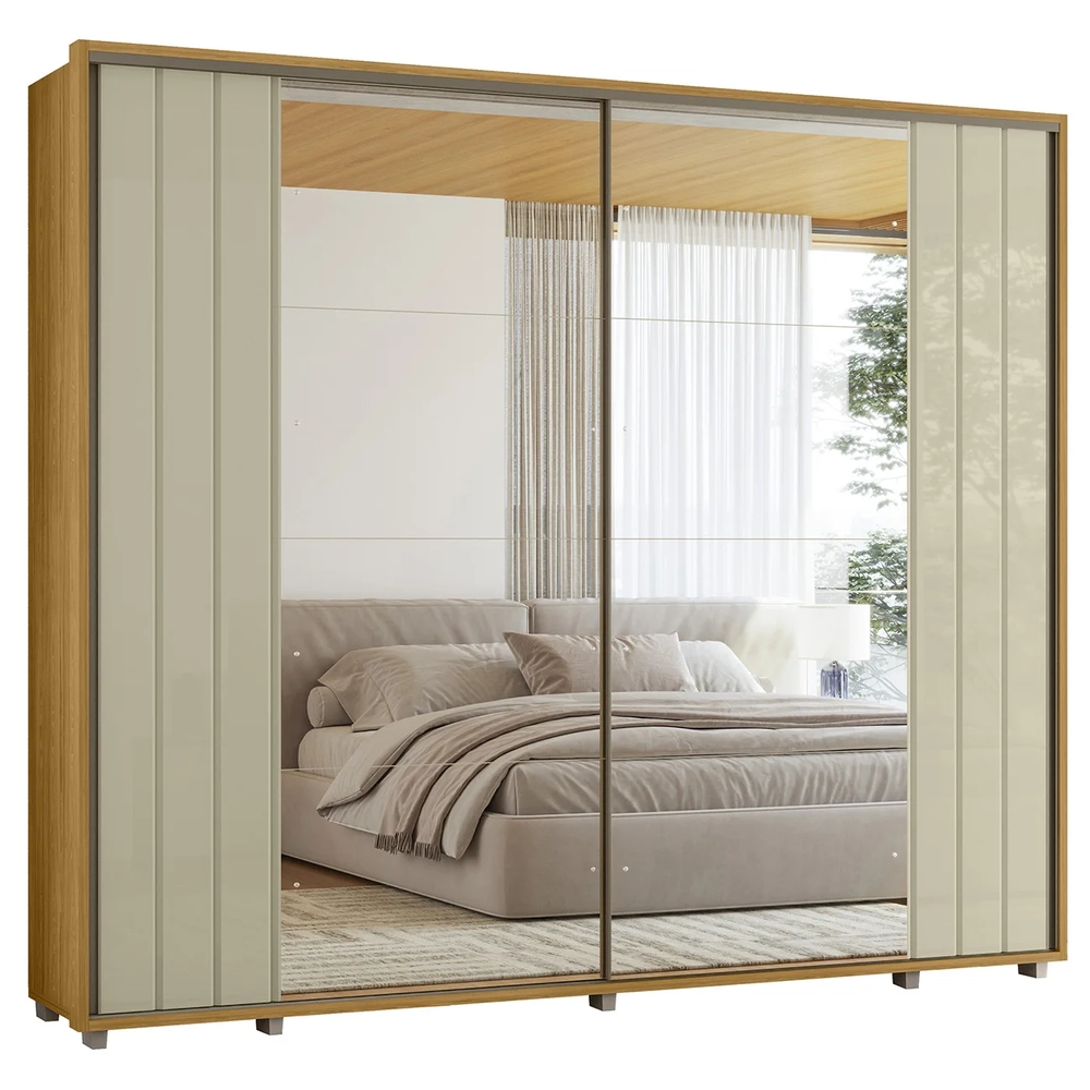 Guarda Roupa Casal 278cm 2 Portas 8 Espelhos Mya Opala/Cumaru Z10 - Mpozenato