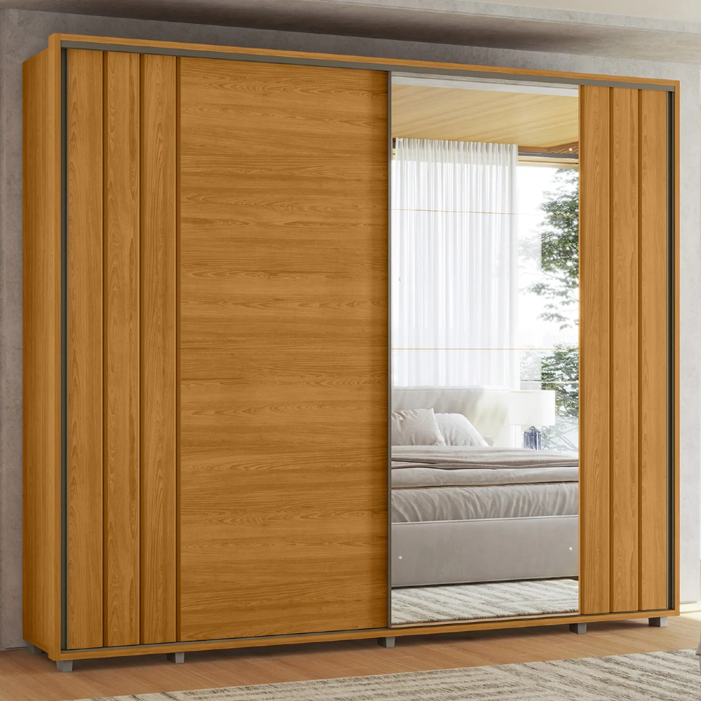Guarda Roupa Casal 278cm 2 Portas 4 Espelhos Mya Cinamomo Z10 - Mpozenato