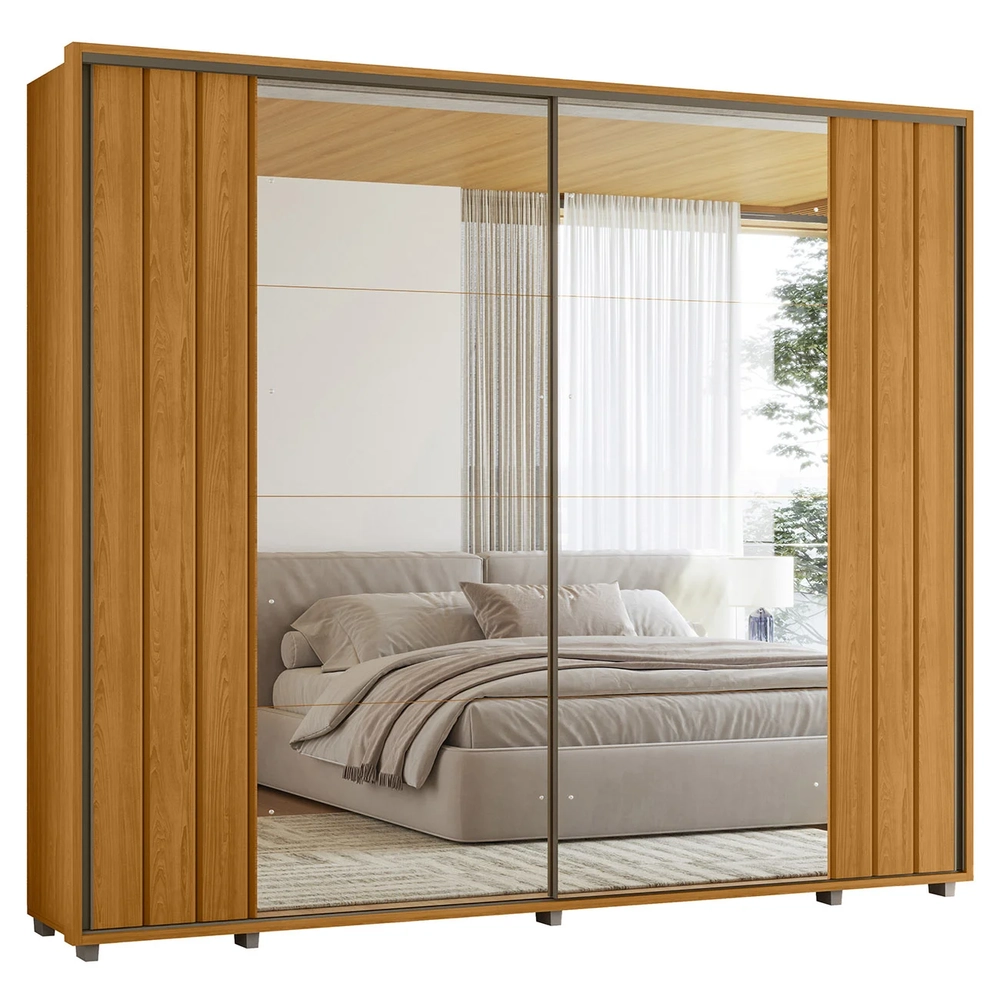 Guarda Roupa Casal 278cm 2 Portas 8 Espelhos Mya Cinamomo Z10 - Mpozenato