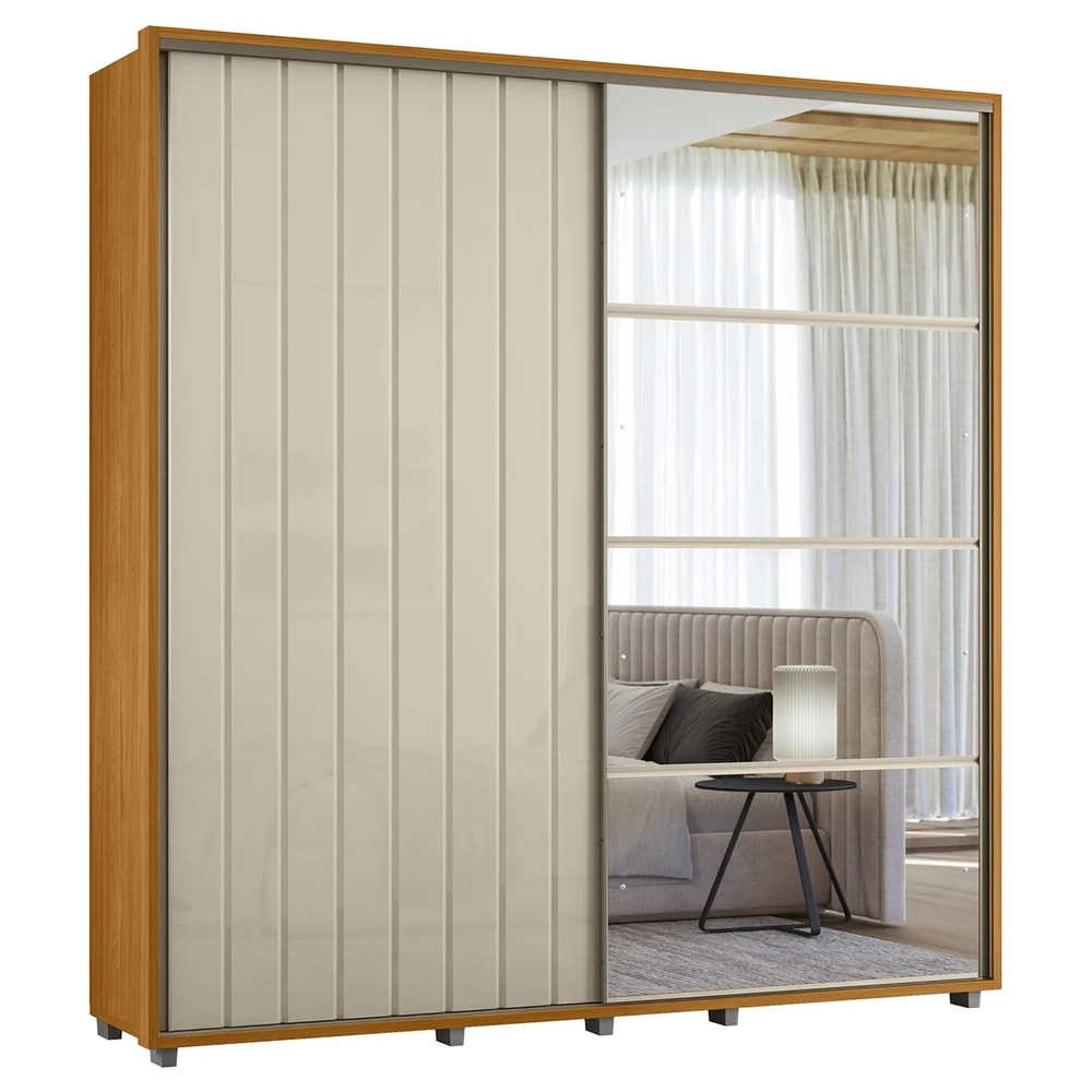 Guarda Roupa Casal 230cm Com Espelho Verbena Off/Cinamomo Z10 - Mpozenato