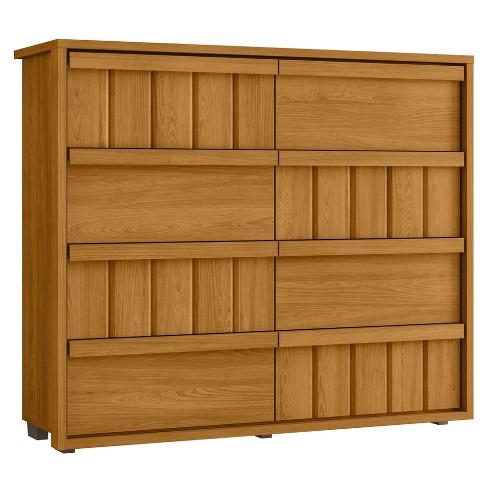 Cômoda Para Quarto Com 8 Gavetas 136cm Avila Cinamomo Z10   - Mpozenato