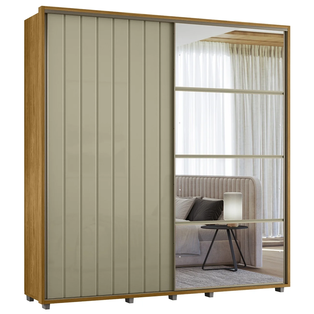Guarda Roupa Casal 230cm Com Espelho Verbena Opala/Cumaru Z10 - Mpozenato