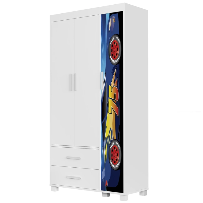 Guarda Roupa Infantil 89cm Com 3 Portas Carro Azul Z53      - Mpozenato