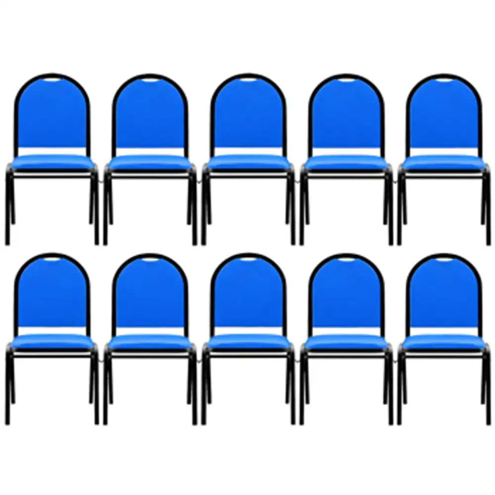 Kit 10 Cadeiras Hoteleiras Auditório Empilhável Sintético Z33 Azul - Mpozenato