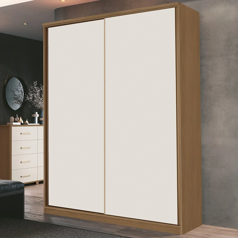 Guarda Roupa Solteiro 2 Portas Spazio F08 Freijó/Off White - Mpozenato