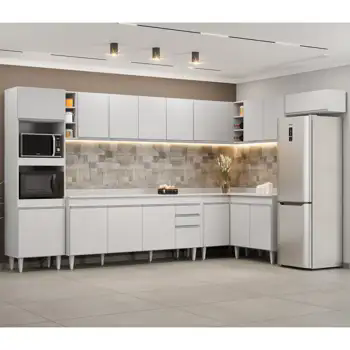 Armário de Cozinha Modulada de Canto 9 Peças CP05 Balcão com Tampo Branco - Lumil