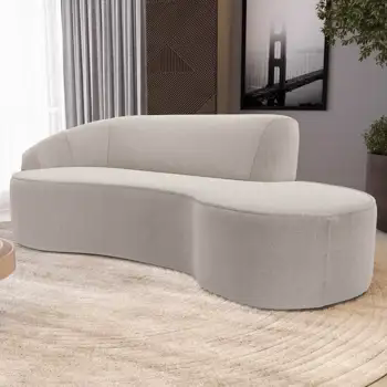 Sofá Living  3 Lugares 230cm Braço Esquerdo Mozart D06 Boucle Bege - Mpozenato